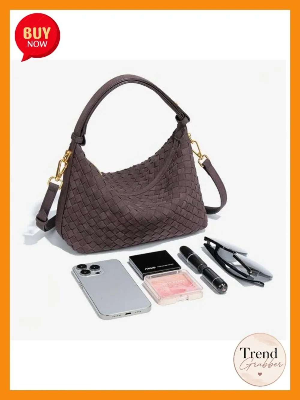 Woven Faux Suede Hobo Purse Women Crossbody Convertible Strap